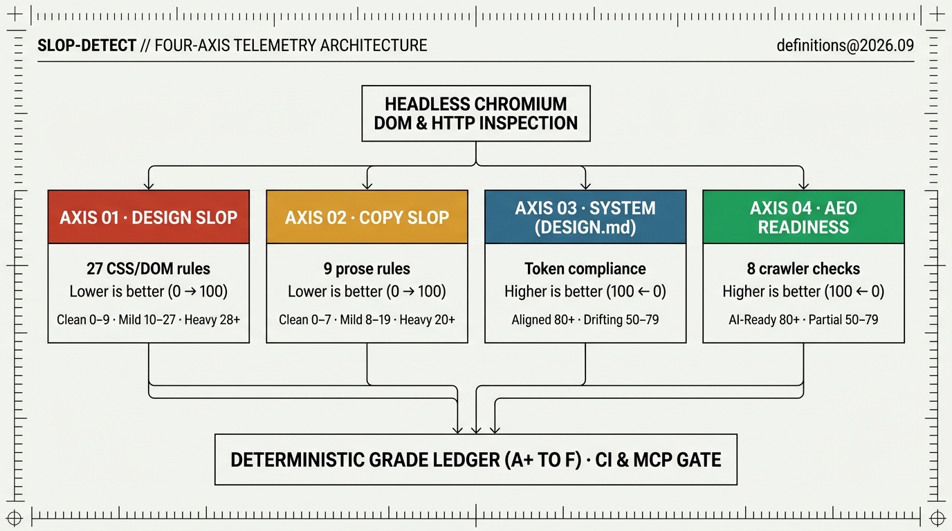 Four-axis telemetry architecture schematic for definitions 2026.09